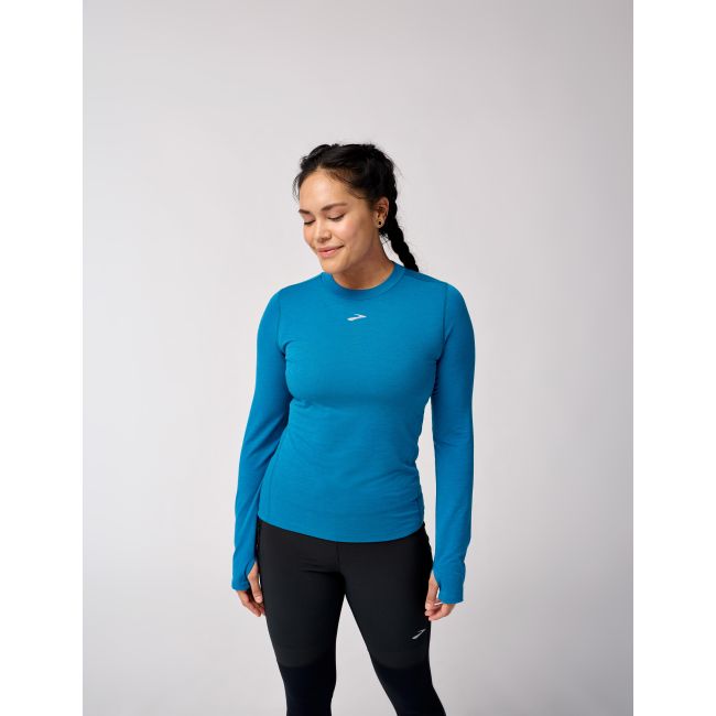 Brooks High Point Long Sleeve W – Bluză de alergare trail cu mânecă lungă, lână merinos - Albastru
