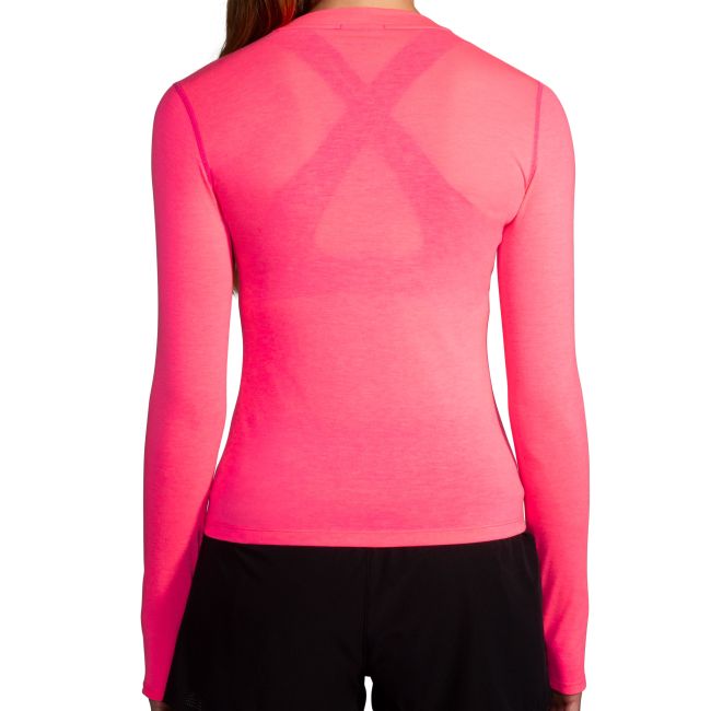 Brooks High Point Long Sleeve W – Bluză de alergare trail cu mânecă lungă, lână merinos - Roz