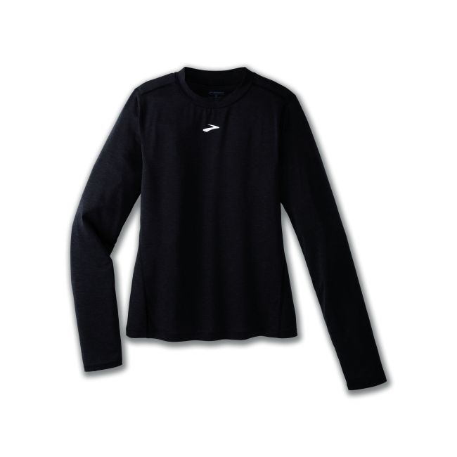 Brooks High Point Long Sleeve W – Bluză de alergare trail cu mânecă lungă, lână merinos - Negru