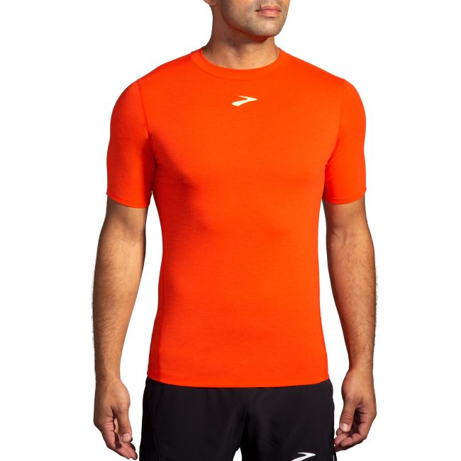 Brooks High Point Short Sleeve – Tricou de alergare trail, lână merinos - Roșu (685)