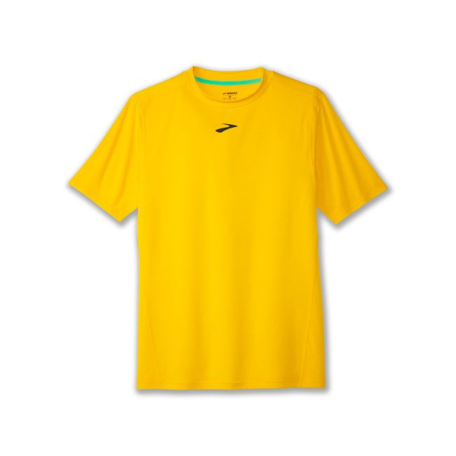 Brooks High Point Short Sleeve – Tricou de alergare trail, lână merinos - Galben
