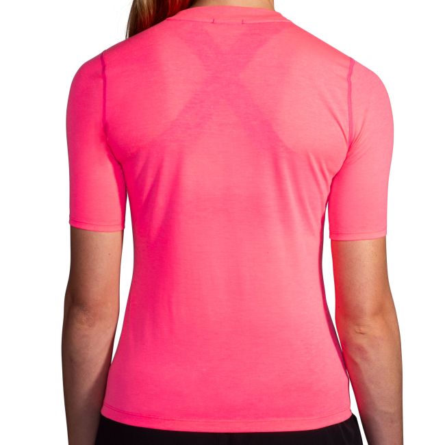 Brooks High Point Short Sleeve W – Tricou de alergare trail, lână merinos - Roz