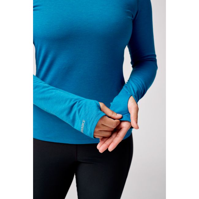 Brooks High Point Long Sleeve W – Bluză de alergare trail cu mânecă lungă, lână merinos - Albastru