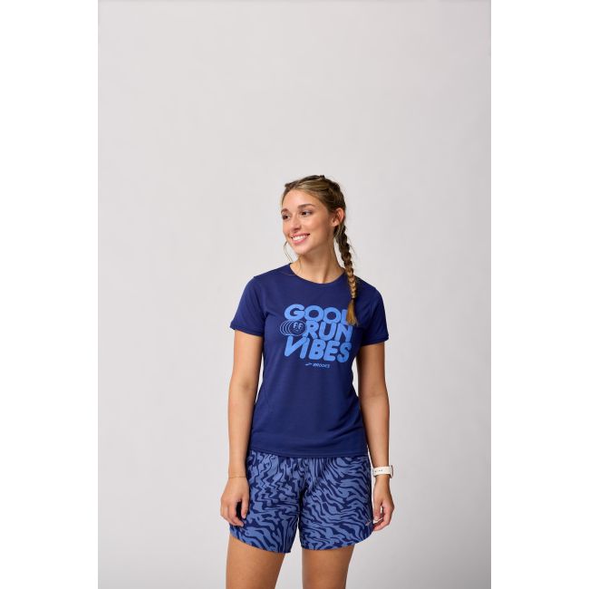 Brooks Distance Short Sleeve 3.0 W – Tricou de alergare pentru zi de zi - Mov