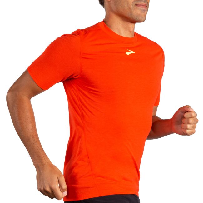 Brooks High Point Short Sleeve – Tricou de alergare trail, lână merinos - Roșu (685)
