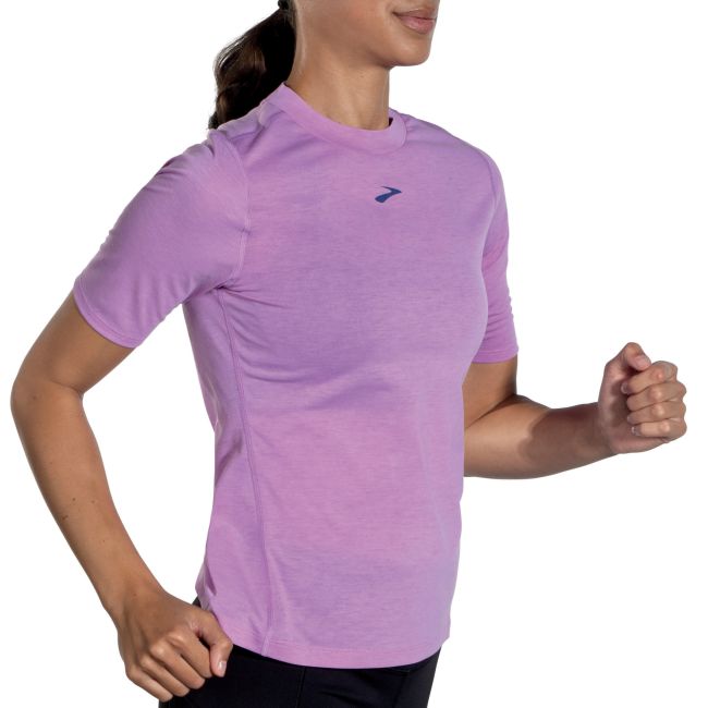Brooks High Point Short Sleeve W – Tricou de alergare trail, lână merinos - Mov