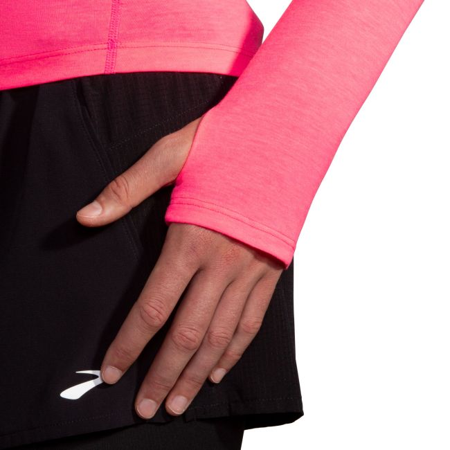 Brooks High Point Long Sleeve W – Bluză de alergare trail cu mânecă lungă, lână merinos - Roz