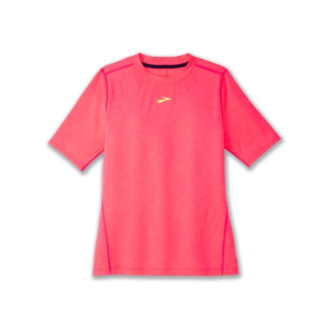 Brooks High Point Short Sleeve W – Tricou de alergare trail, lână merinos - Roz