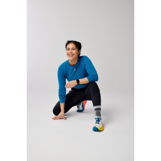 Brooks High Point Long Sleeve W – Bluză de alergare trail cu mânecă lungă, lână merinos - Albastru