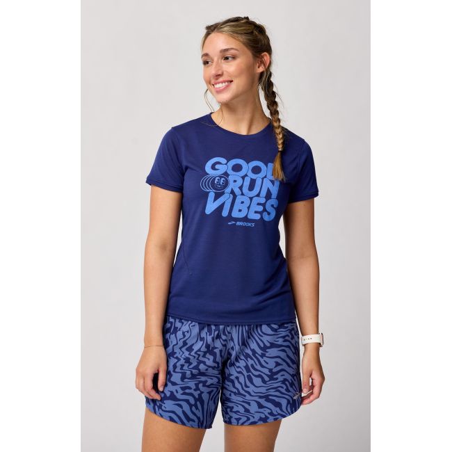 Brooks Distance Short Sleeve 3.0 W – Tricou de alergare pentru zi de zi - Mov