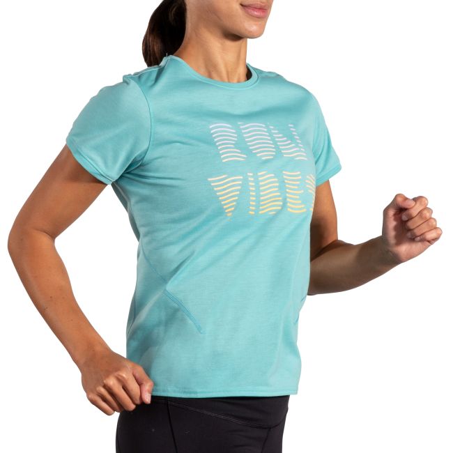 Brooks Distance Short Sleeve 3.0 W – Tricou de alergare pentru zi de zi - Albastru