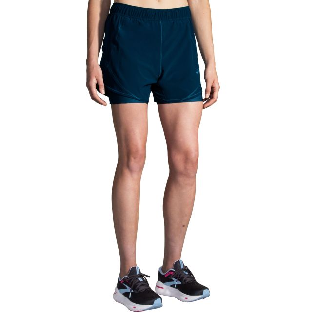 Brooks Chaser 5" 2-in-1 Short W – Pantaloni scurți de alergare 2 în 1, 5" - Albastru