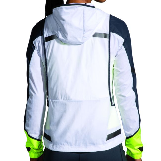 Brooks Run Visible Jacket W – Geacă de alergare reflectorizantă, transformabilă în vestă - Alb