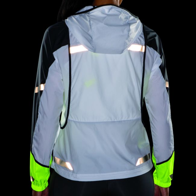 Brooks Run Visible Jacket W – Geacă de alergare reflectorizantă, transformabilă în vestă - Alb