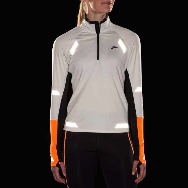 Brooks Run Visible 1/2 Zip 2.0 W – Bluză de alergare reflectorizantă cu fermoar - Portocaliu