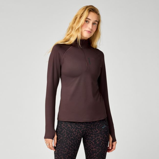 Brooks Dash 1/2 Zip 3.0 W – Bluză de alergare cu fermoar scurt - Maro