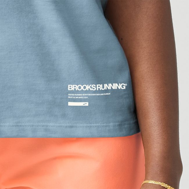 Brooks Graphic Short Sleeve W – Tricou sport cu imprimeu - Albastru