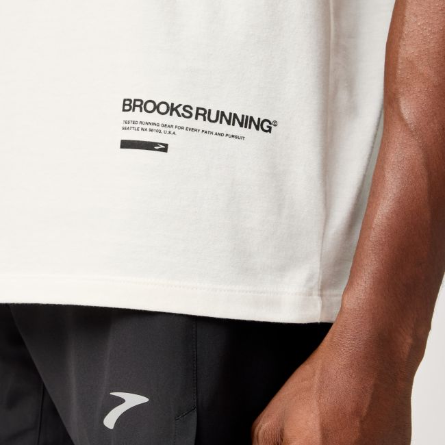 Brooks Graphic Short Sleeve – Tricou sport cu imprimeu - Alb (225)