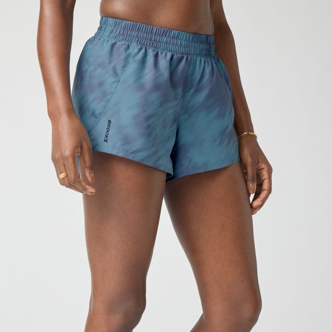 Brooks Dash Short Printed W – Pantaloni scurți de alergare cu imprimeu - Albastru