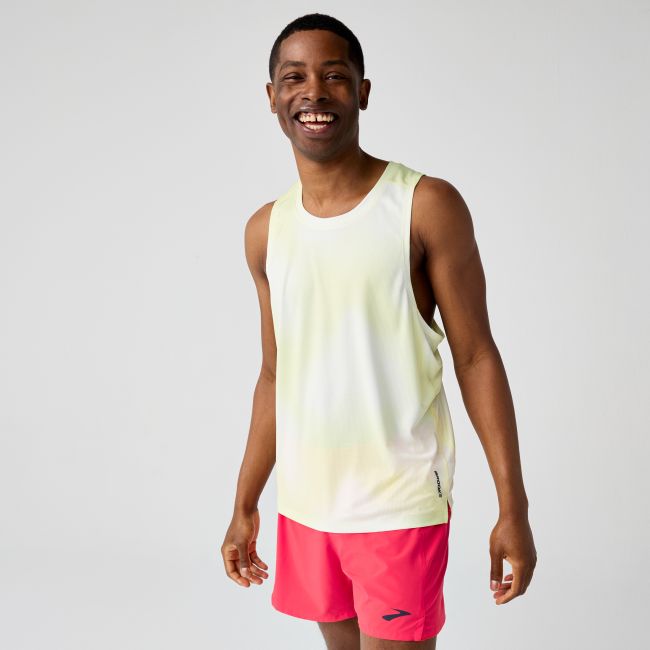 Brooks Dash Singlet Printed – Maiou de alergare cu imprimeu - Galben