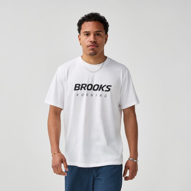 Brooks Graphic Short Sleeve – Tricou sport cu imprimeu - Alb (106)
