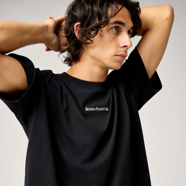 Brooks Movement Heavyweight Tee – Tricou din bumbac gros - Negru