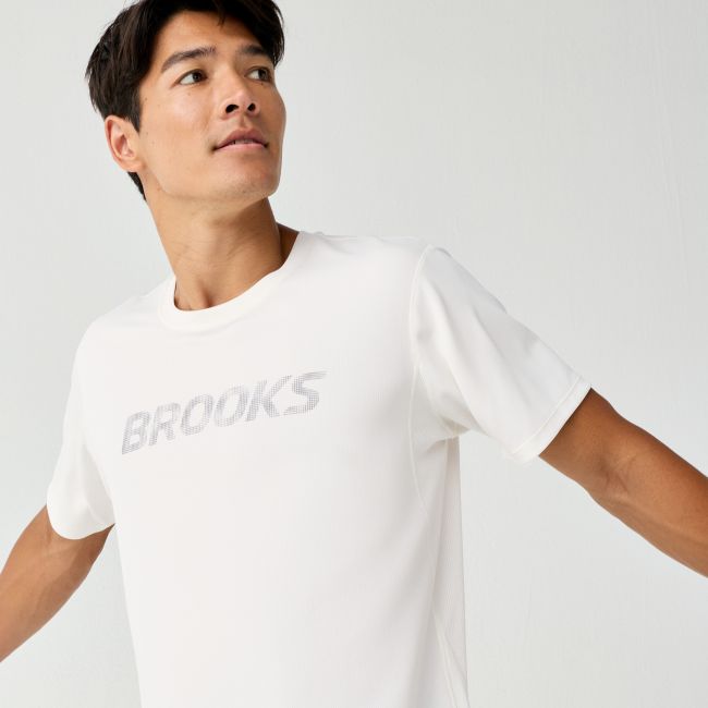 Brooks Dash Reflective Short Sleeve – Tricou de alergare reflectorizant - Alb
