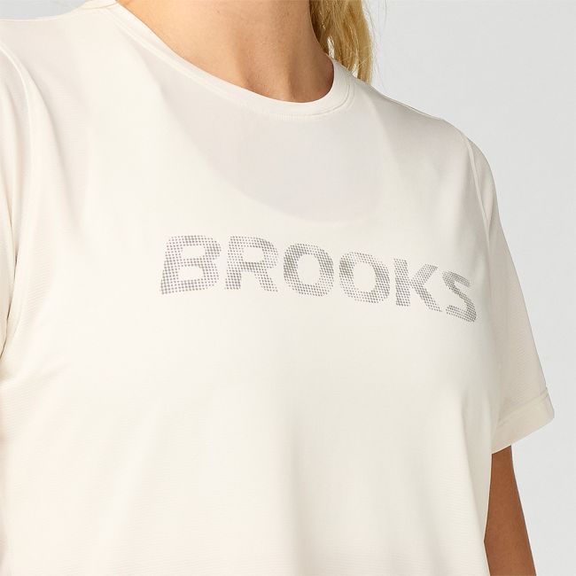 Brooks Dash Reflective Short Sleeve W – Tricou de alergare reflectorizant - Alb
