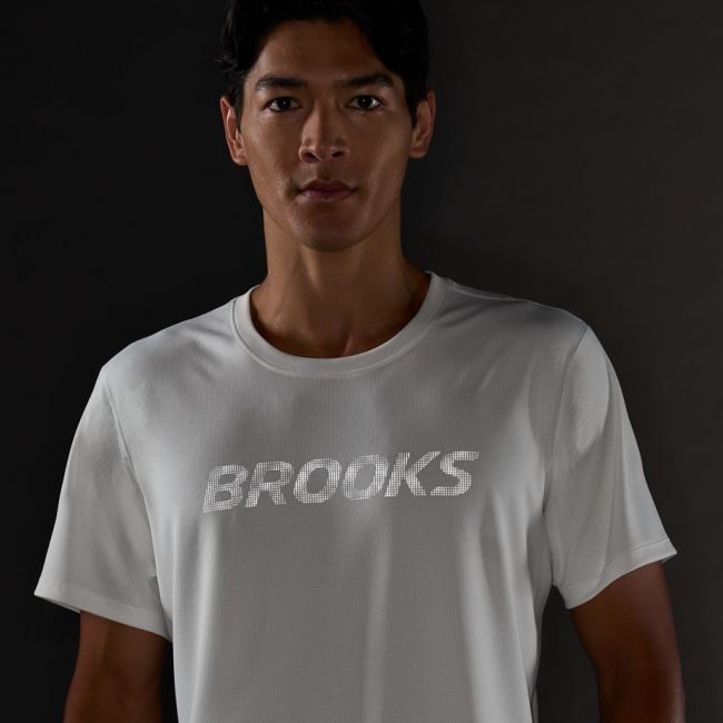 Brooks Dash Reflective Short Sleeve – Tricou de alergare reflectorizant - Alb