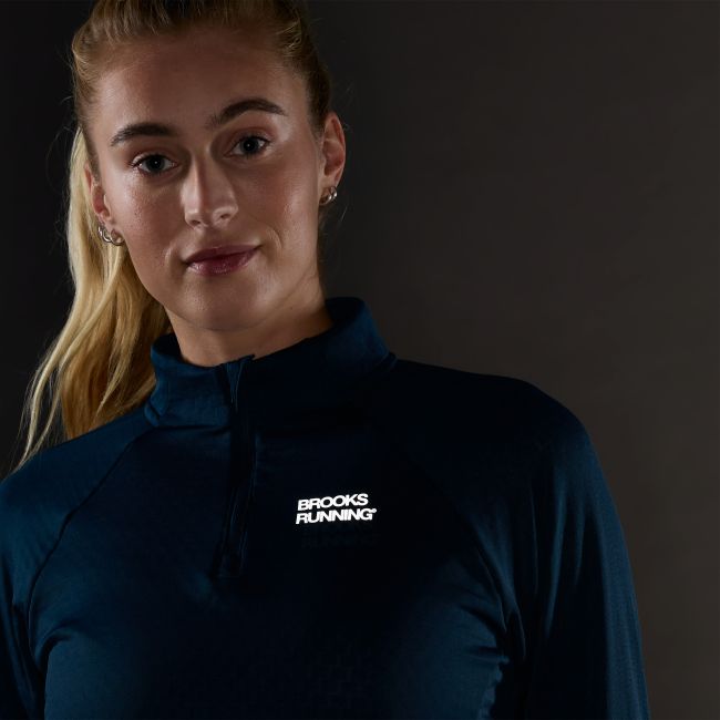 Brooks Thermal Reflective 1/4 Zip W – Bluză termică reflectorizantă cu fermoar - Albastru