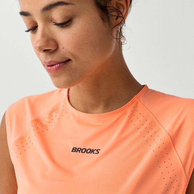 Brooks Dash Cooling Short Sleeve W – Tricou de alergare răcoros - Portocaliu