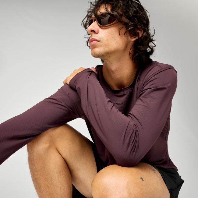 Brooks Movement Long Sleeve – Bluză de alergare cu mânecă lungă - Maro