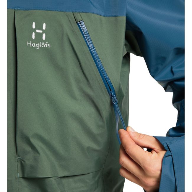 Haglöfs Vassi Touring GTX Jacket – Geacă GORE-TEX 3 straturi pentru tură de schi - Verde/albastru