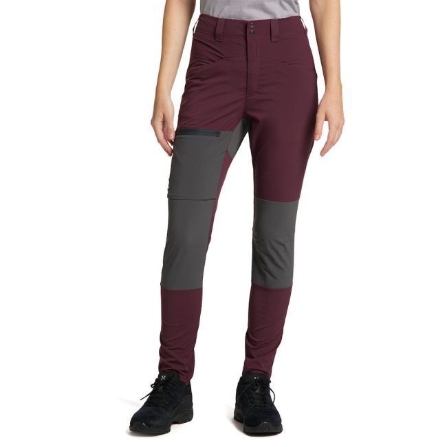 Haglöfs Lite Slim Pant W – Pantaloni outdoor ușori de vară - Roșu închis/gri