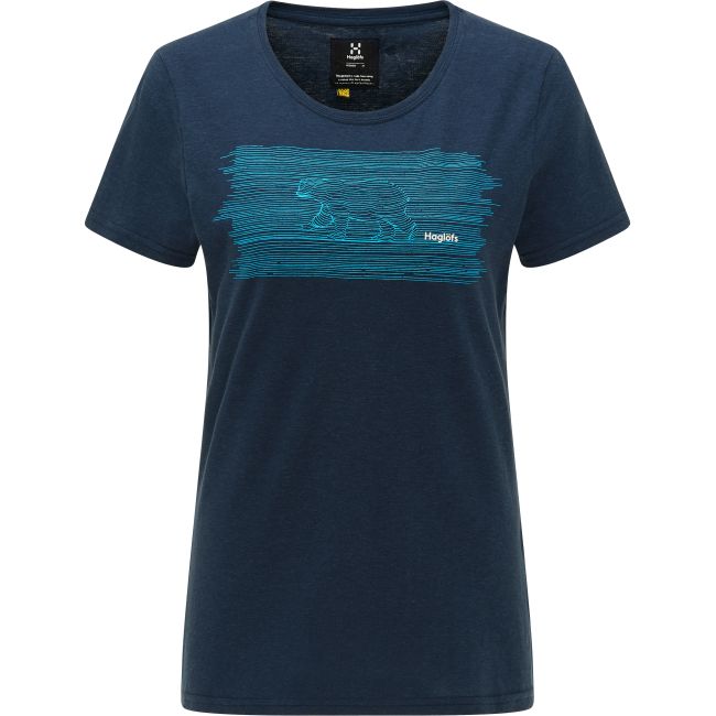 Haglöfs Träd Tee Print W – Tricou din bumbac organic cu imprimeu - Albastru Tarn Blue