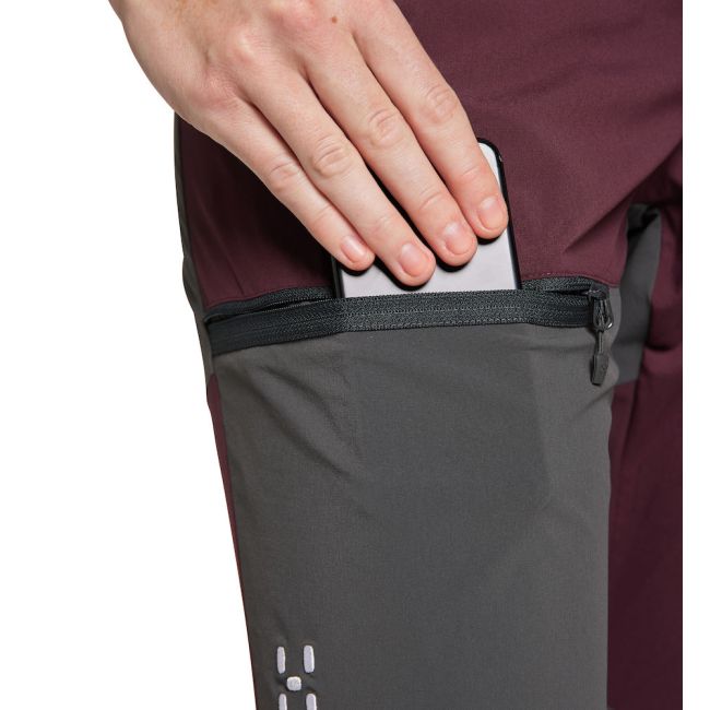 Haglöfs Lite Slim Pant W – Pantaloni outdoor ușori de vară - Roșu închis/gri