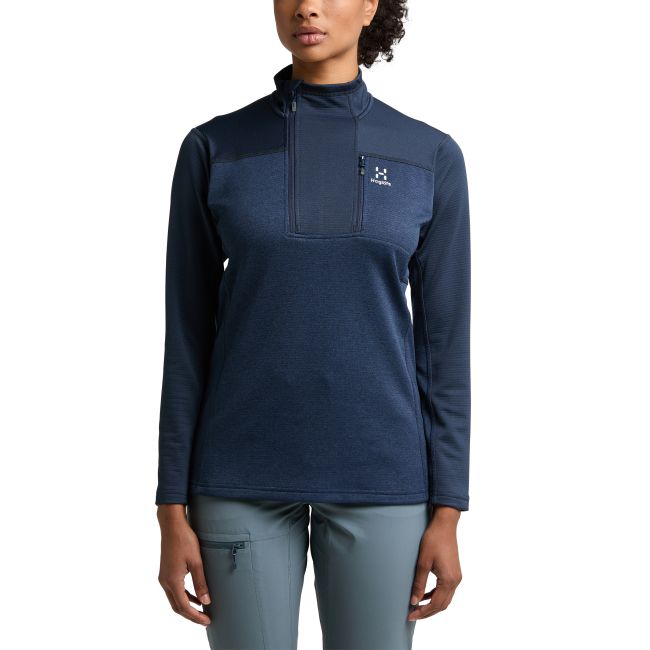 Haglöfs ROC Flash Mid Halfzip W – Bluză tehnică de cățărare cu fermoar scurt - Albastru închis Tarn Blue