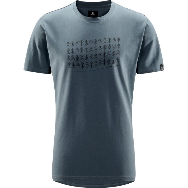 Haglöfs Outsider By Nature Print Tee – Tricou din bumbac organic cu imprimeu - Albastru Steel Blue