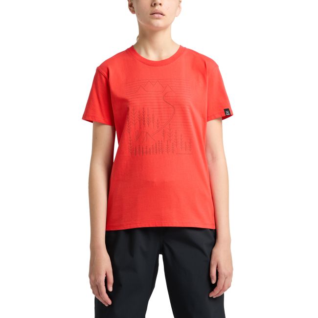Haglöfs Camp Tee W – Tricou din bumbac organic - Roșu Poppy Red