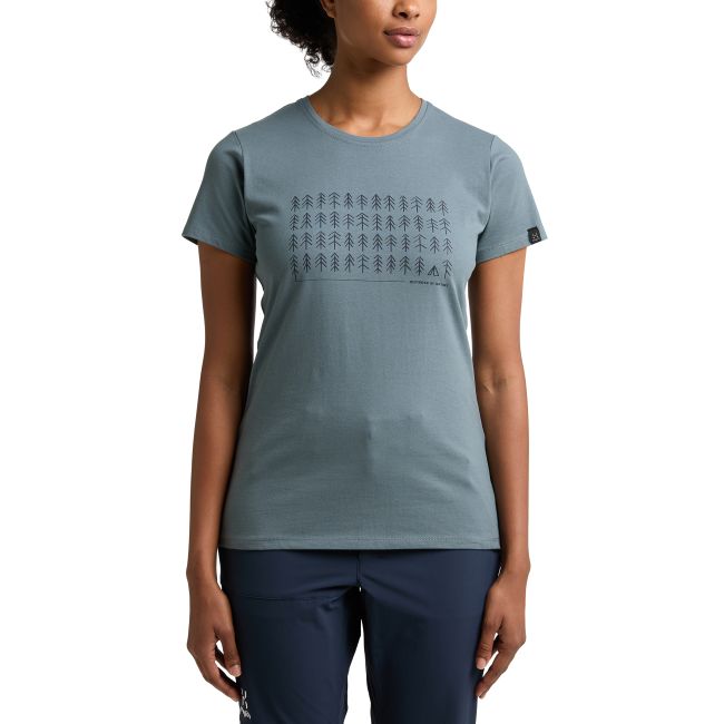 Haglöfs Outsider By Nature Print Tee W – Tricou din bumbac organic cu imprimeu - Albastru Steel Blue