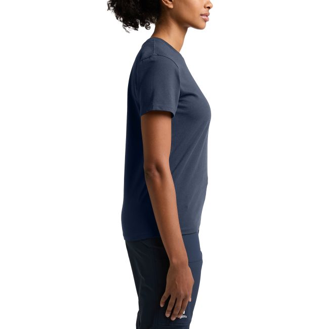 Haglöfs Camp Tee W – Tricou din bumbac organic - Albastru închis Tarn Blue Solid