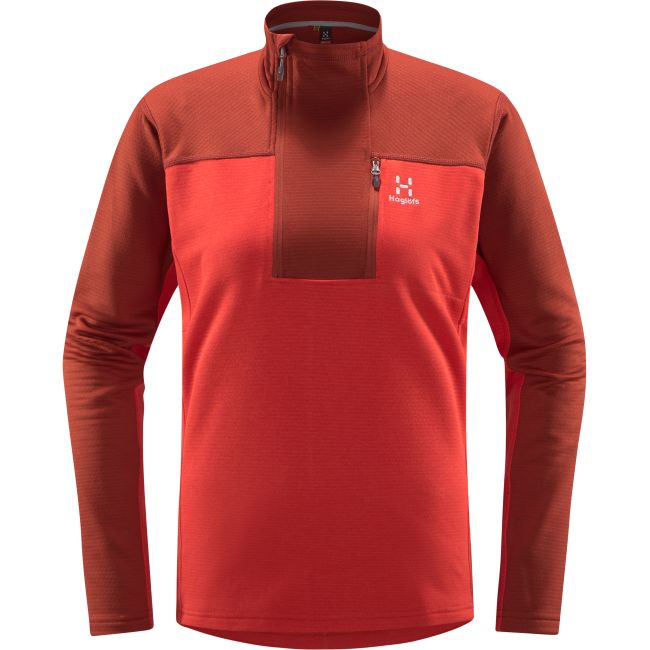 Haglöfs ROC Flash Mid Halfzip W – Bluză tehnică de cățărare cu fermoar scurt - Roșu Corrosion/Poppy red