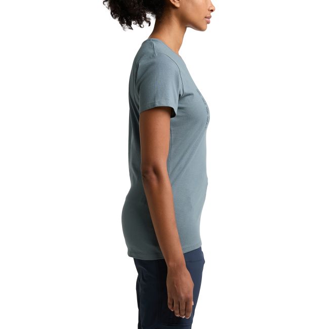 Haglöfs Outsider By Nature Print Tee W – Tricou din bumbac organic cu imprimeu - Albastru Steel Blue