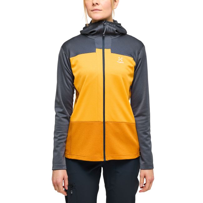 Haglöfs ROC Flash Mid Hood W – Hanorac tehnic de cățărare - Gri închis/galben