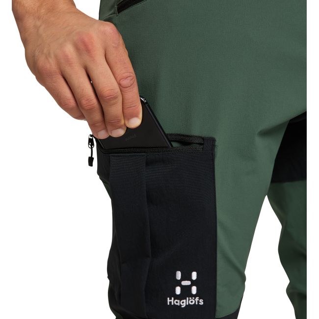 Haglöfs Rugged Slim Pant – Pantaloni softshell outdoor - Verde/negru Fjell green/True black