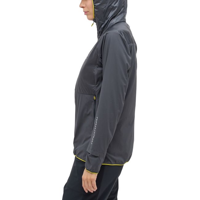 Haglöfs L.I.M Tempo Trail Mimic Hood W – Geacă izolată ușoară de alergare trail - Gri închis Magnetite