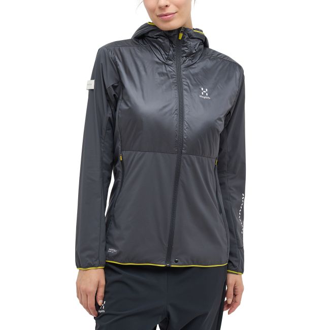 Haglöfs L.I.M Tempo Trail Mimic Hood W – Geacă izolată ușoară de alergare trail - Gri închis Magnetite