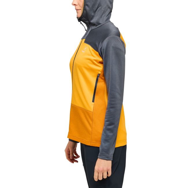 Haglöfs ROC Flash Mid Hood W – Hanorac tehnic de cățărare - Gri închis/galben