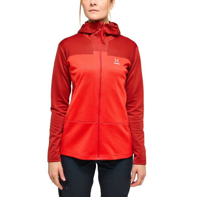 Haglöfs ROC Flash Mid Hood W – Hanorac tehnic de cățărare - Roșu Corrosion/Poppy red
