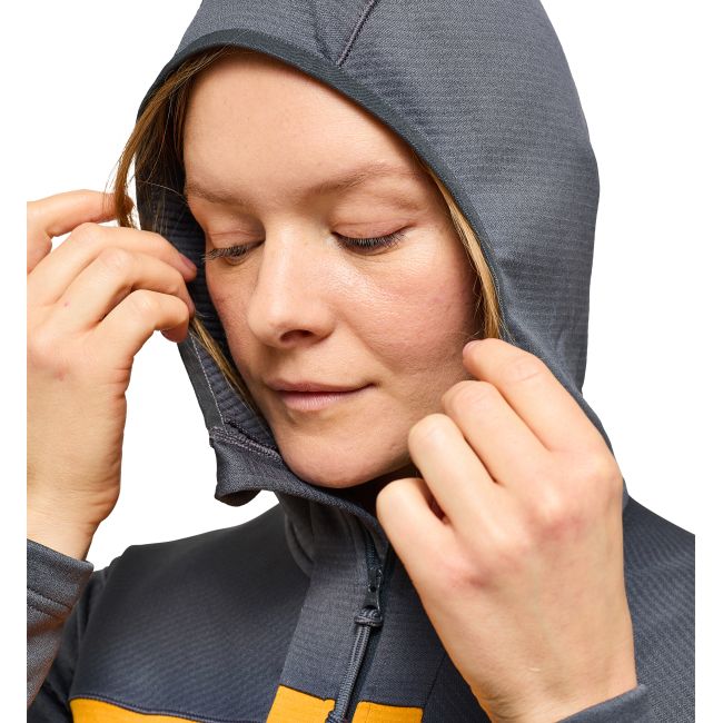 Haglöfs ROC Flash Mid Hood W – Hanorac tehnic de cățărare - Gri închis/galben